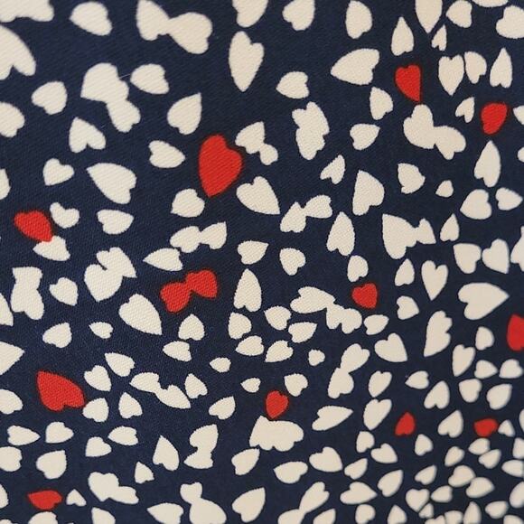 Michael Kors Navy Heart‑Print Fit‑and‑Flare Dress Size 4 Back‑Zip Lined Flirty - Picture 4 of 13